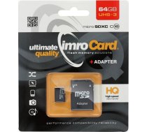 Imro memory card microSD 64GB 100MB/s class 10 UHS 3 with adapter SD