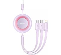 Baseus Bright Mirror 2 3in1 USB cable, micro USB / Lightning / USB-C, flat, 3.5A, 1.1m (purple)6932172609078