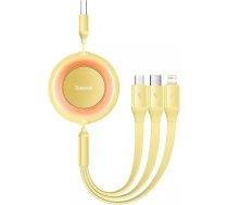 Baseus Bright Mirror 2 3in1 USB cable, micro USB / Lightning / USB-C, flat, 3.5A, 1.1m (yellow)6932172609061