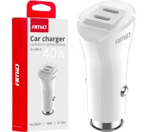 Amio Car charger 2xUSB-C 40W 12/24V AMiO-0388403884