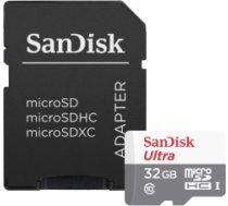 Sandisk Ultra microSDHC 32GB + Adapteris Atmiņas karteSDSQUNR-032G-GN3MA