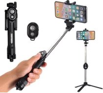 Roger Selfie Stick + Tripod Statnis ar Bluetooth Tālvadības pultiRO-SELF-TRI-BK