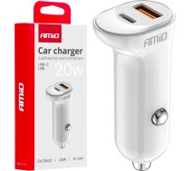 Amio Car charger USB-A+ USB-C 20W 12/24V AMiO-0387503875