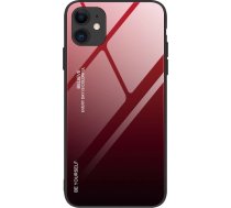 Hurtel Gradient Glass Durable Cover with Tempered Glass Back iPhone 12 mini black-red9111201911239