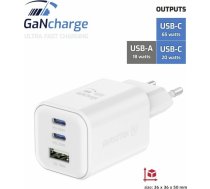 Swissten Travel Tīkla Lādētājs GaN 2x USB-C / PD USB-A / 18W QC / 65W22071400