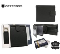 Dāvanu komplekts, Vīriešu naudas maks + atslēgu piekariņš, RFID, PETERSON PTN SET-M-N992L-D Black