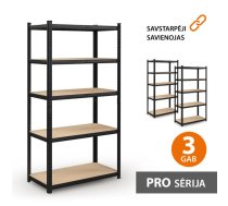 138,99 Eur Noliktavas plaukts 180x90x40 PRO Melnā krāsā (3 gab.)