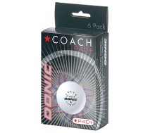 DONIC P40+ Coach 1* White Galda tenisa bumbiņas, 6 gab.