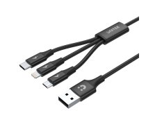 UNITEK C14049BK USB cable 1.2 m USB 2.0 USB C Micro-USB B/Lightning Black