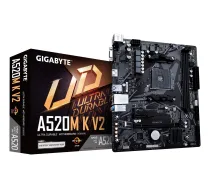 GIGABYTE A520M K V2 Motherboard - Supports AMD Ryzen 5000 Series AM4 CPUs, up to 5100MHz DDR4 (OC), PCIe Gen3 x4 M.2, GbE LAN, USB 3.2 Gen 1
