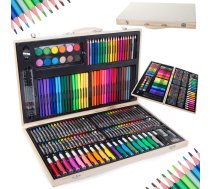 Gleznošanas, zīmēšanas krāsu komplekts - koka čemodāns 180 vienības