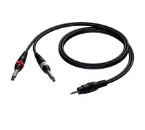 Procab 3.5 mm Jack male stereo - 2 x 6.3 mm Jack male mono 1,5 meter