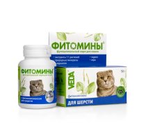 Veda Fitomini Coat & Hair Cat - Papildbarība Fitokomplekss Kaķu Apmatojumam 100 tabl.