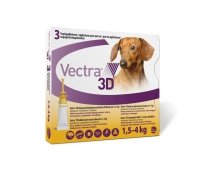 Vectra 3D - Blusu Invāzijas Profilaksei Un Ārstēšanai Suņiem No 1,5 Līdz 4 kg 3 gb x 0,8 ml