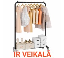 VEVOR izturīgs apģērbu statīvs ar pakaramo stieni un apakšējo plauktu, tērauda drēbju pakaramais guļamistabai vai viesu istabai