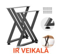 VEVOR Tērauda galda kājas 740×610 mm, 1000 kg Lieljaudas, Regulējamas kājas, Melnas Metāla rakstāmgalda kājas pusdienošanai, Kafija, Bāra galdi, 2 gab