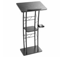 VEVOR 118 cm metāla podiums ar liektu dizainu, plašu virsmu, glabātuvi, krūzes turētāju – klasei, kāzām, konferencēm