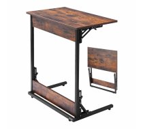 VEVOR Salokāms C formas galdiņš, metāla rāmis, regulējamas kājas, 60x37x70cm, vietu taupošs dīvāna/nakts galdiņš, brūns/melns