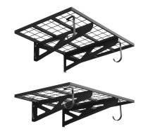VEVOR 2 līmeņu smagsvara sienas plaukts garāžai, 610 x 914 mm tērauda piekaramais plaukts ar āķiem, 227 kg kopējā slodze