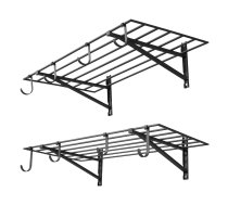 VEVOR 2 līmeņu smagās slodzes tērauda sienas plaukti garāžai 61 x 122 cm ar āķiem, piekaramais uzglabāšanas plaukts 235 kg, melns