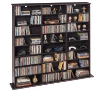 VEVOR 8 līmeņu mediju skapis 142x22x130 cm ar regulējamām plauktiem, DVD/CD, grāmatu un spēļu plaukts viesistabai un birojam, brūns