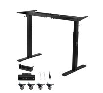 VEVOR divu motoru elektrisks stāvgalda rāmis, regulējams augstums 71–117 cm, garums 104–160 cm, 4 atmiņas pozīcijas, melns