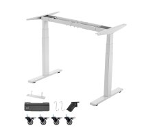 VEVOR divmotoru elektrisks stāvgalda rāmis 100–180 cm, augstums 61–124 cm, 3 atmiņas pozīcijas, 125 kg slodze, balts