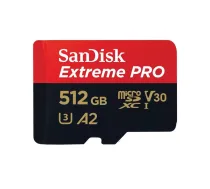SANDISK Memory card Extreme Pro microSDXC 512GB 200/140 MB/s A2 U | SDSQXCD-512G-GN6MA | 619659188566 | SFSANMD512SQXCD
