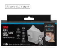 Respirators ar vārstu 9322 Aura+, retail pack FFP2, 3M 7100329375