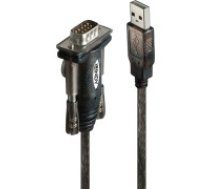 Lindy 42855 seriālais kabelis Pelēks, Caurspīdīgs 1,5 m USB Type-A DB-9