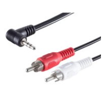 1aTTack.de Melns leņķisks audio kabelis ar 3,5 mm ligzdu un diviem RCA spraudņiem. 1 x 1,5 m. Ideāli piemērots Hi-Fi sistēmām, televizoriem un skaļruņu sistēmām.