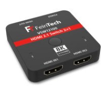 FeinTech VSW12100 HDMI 2.1 slēdzis 2 vienā izvade 4K 120Hz 8K 60Hz 48Gbps priekš Xbox PS5