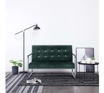 Divvietīgs Dīvāns Ar Roku Balstiem, Hroms, Tumši Zaļš Samts Vidaxl 8719883588483