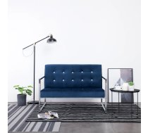 Divvietīgs Dīvāns Ar Roku Balstiem, Hroms, Zils Samts Vidaxl 8719883588506