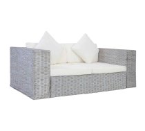 Divvietīgs Dīvāns Ar Matračiem, Pelēka Dabīgā Rotangpalma Vidaxl 8719883590325