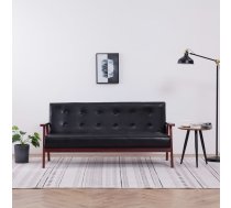 Trīsvietīgs Dīvāns, Melna Mākslīgā Āda Vidaxl 8719883593456
