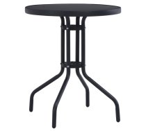 Dārza Galds, Melns, 60 Cm, Tērauds Un Stikls Vidaxl 8719883759111