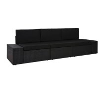 Moduļu Dīvāns, Trīsvietīgs, Melna Pe Rotangpalma Vidaxl 8719883871721