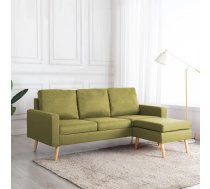 Trīsvietīgs Dīvāns Ar Kājsoliņu, Zaļš Audums Vidaxl 8719883892870