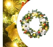 Ziemassvētku Vainags Ar Led Lampiņām, Zaļš, 60 Cm, Pvc Vidaxl 8720286017852