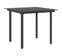 Dārza Galds, Melns, 80X80X74 Cm, Tērauds Un Stikls Vidaxl 8720286181959