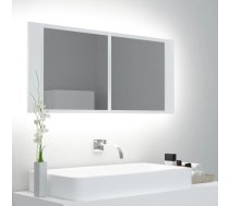 Vannasistabas Spoguļskapītis Ar Led, Balts, 100X12X45Cm, Akrils Vidaxl 8720286221655
