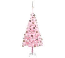 Izgaismota Mākslīgā Ziemassvētku Egle Ar Rotājumiem, 150Cm, Pvc Vidaxl 8720286496718
