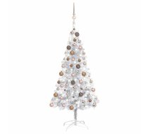 Izgaismota Mākslīgā Ziemassvētku Egle Ar Rotājumiem, 120Cm, Pet Vidaxl 8720286496954