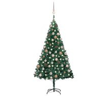 Izgaismota Mākslīgā Ziemassvētku Egle Ar Rotājumiem, 150Cm, Pvc Vidaxl 8720286497081