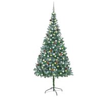 Mākslīgā Ziemassvētku Egle Ar Rotājumiem Un Čiekuriem, 210 Cm Vidaxl 8720286497883