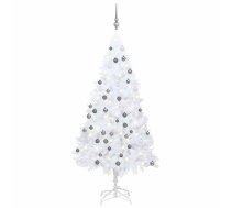 Izgaismota Mākslīgā Ziemassvētku Egle Ar Rotājumiem, 150Cm, Pvc Vidaxl 8720286497999