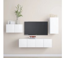 4-Daļīgs Tv Plauktu Komplekts, Balts, Inženierijas Koks Vidaxl 8720286569702