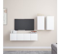 4-Daļīgs Tv Plauktu Komplekts, Balts, Inženierijas Koks Vidaxl 8720286569788