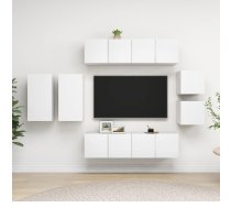 8-Daļīgs Tv Plauktu Komplekts, Balts, Inženierijas Koks Vidaxl 8720286569979